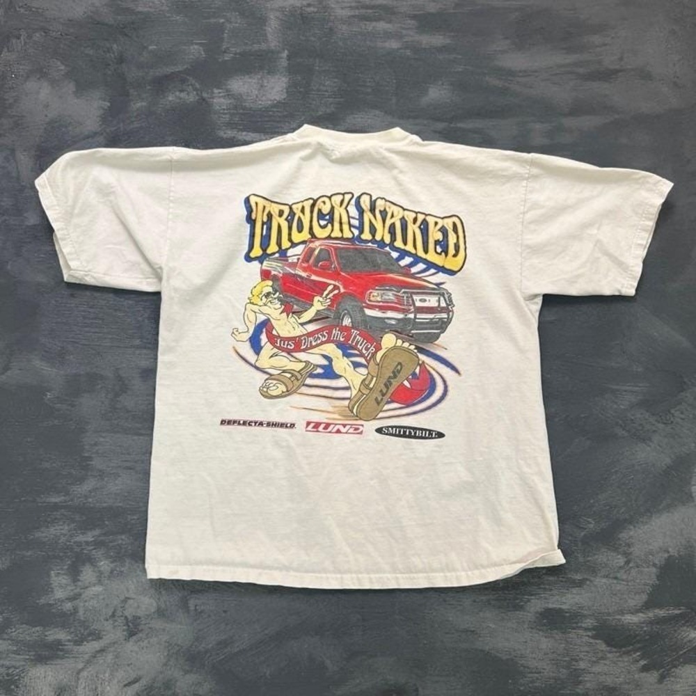 Vintage Truck Naked Shirt Mens XL White 2000s Y2K Dont Get Caught